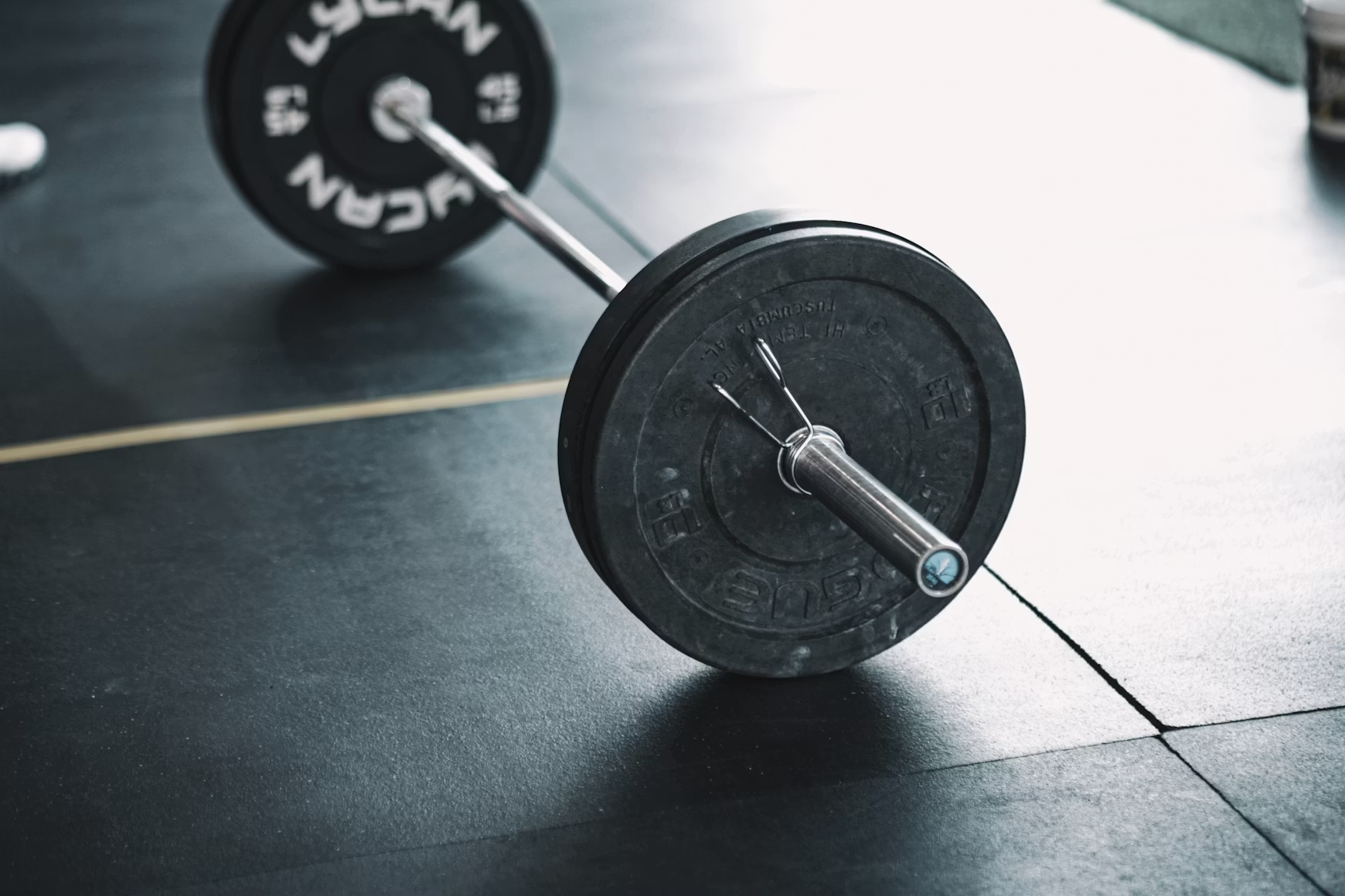 Barbell on a gym floor